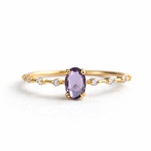 Dainty Purple Crystal 925 Sterling Silver Ring